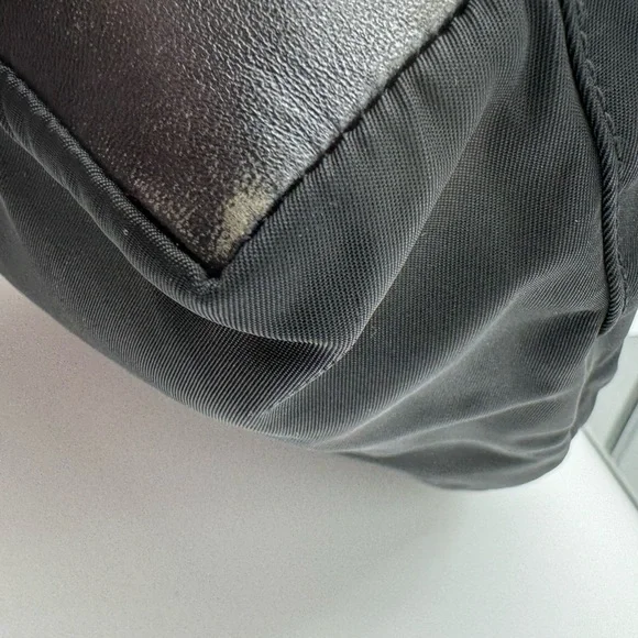 Prada - Authentic - Black Canvas & Leather Shoulder Bag with Metal Handles - Picture 9 of 16